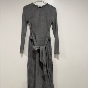Topshop Charcoal Grey Long Sleeve Knit Dress